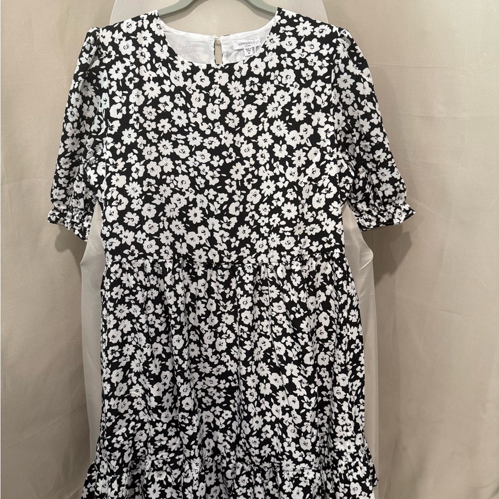 Floral Black and White Dress